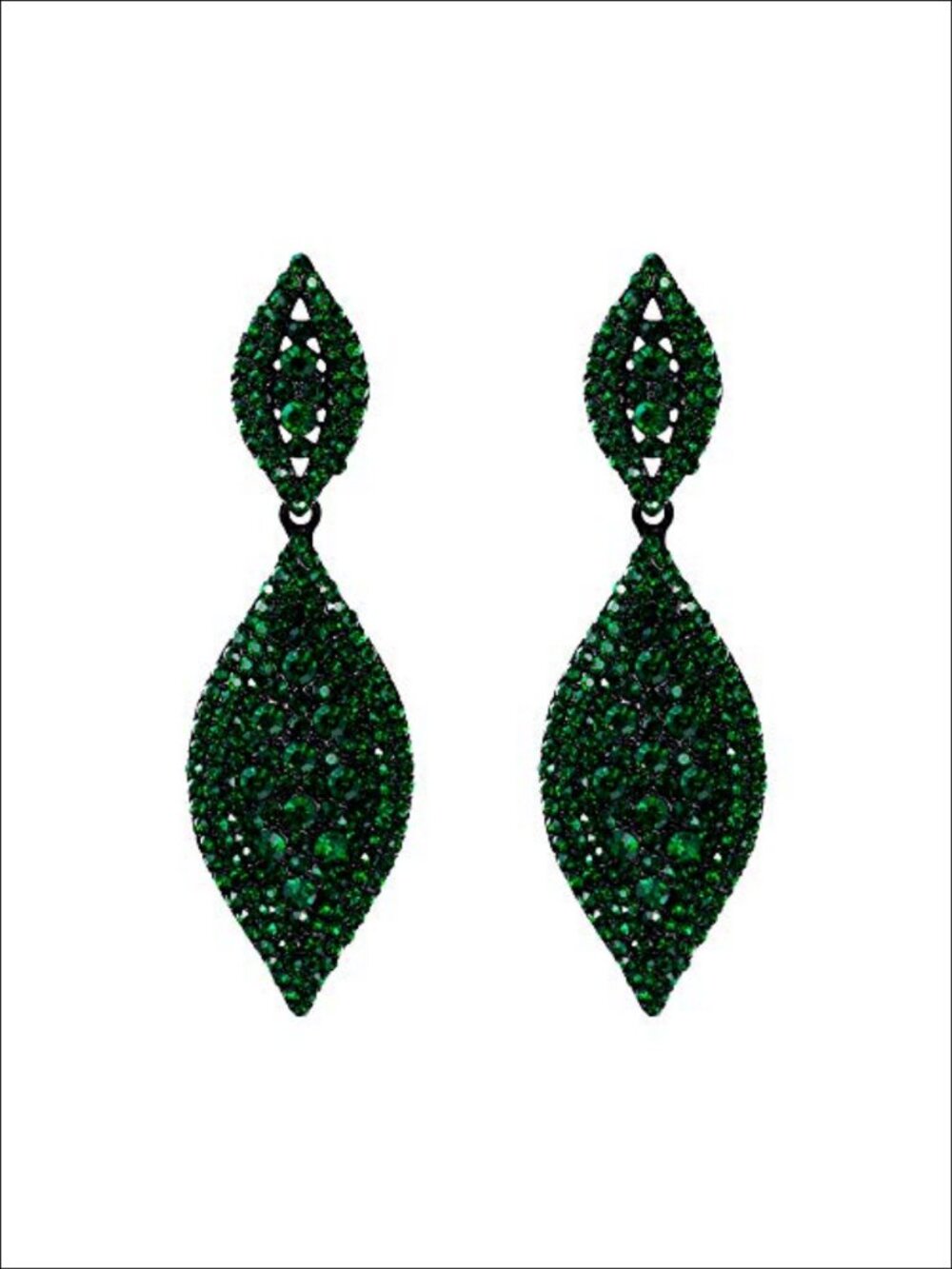 Rhinestone Crystal Leaf Drop Dangle Chandelier Earrings Bridal Wedding